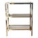 Library shelves in brass and smoked glass