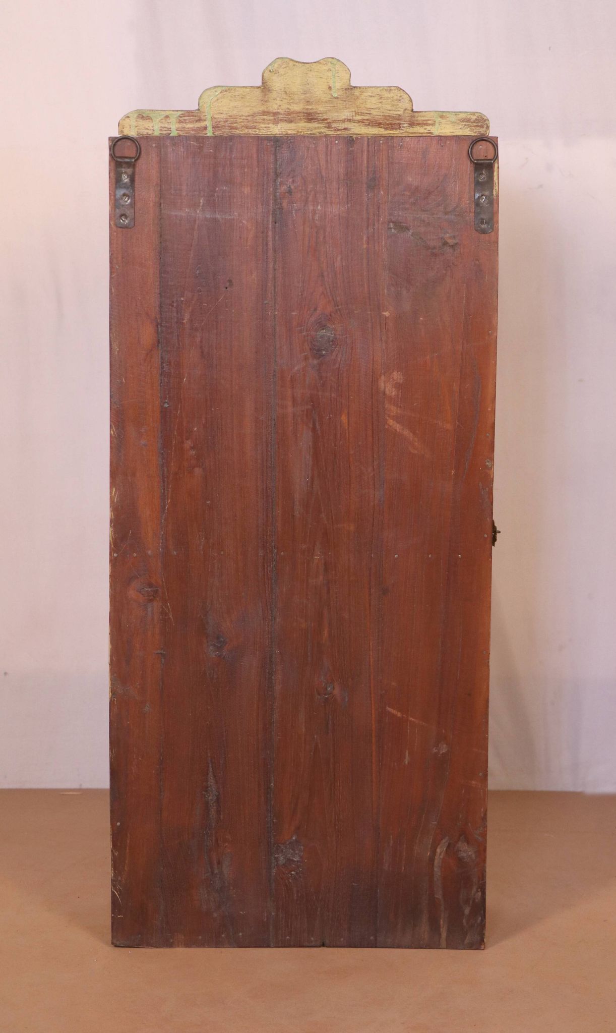 old Art Deco wall showcase in original yellow teak