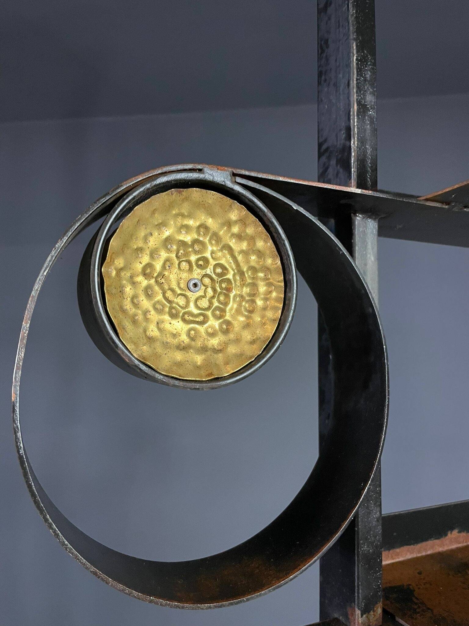 Retro metal plant stand, brutalist style, Czechoslovakia, 1970s