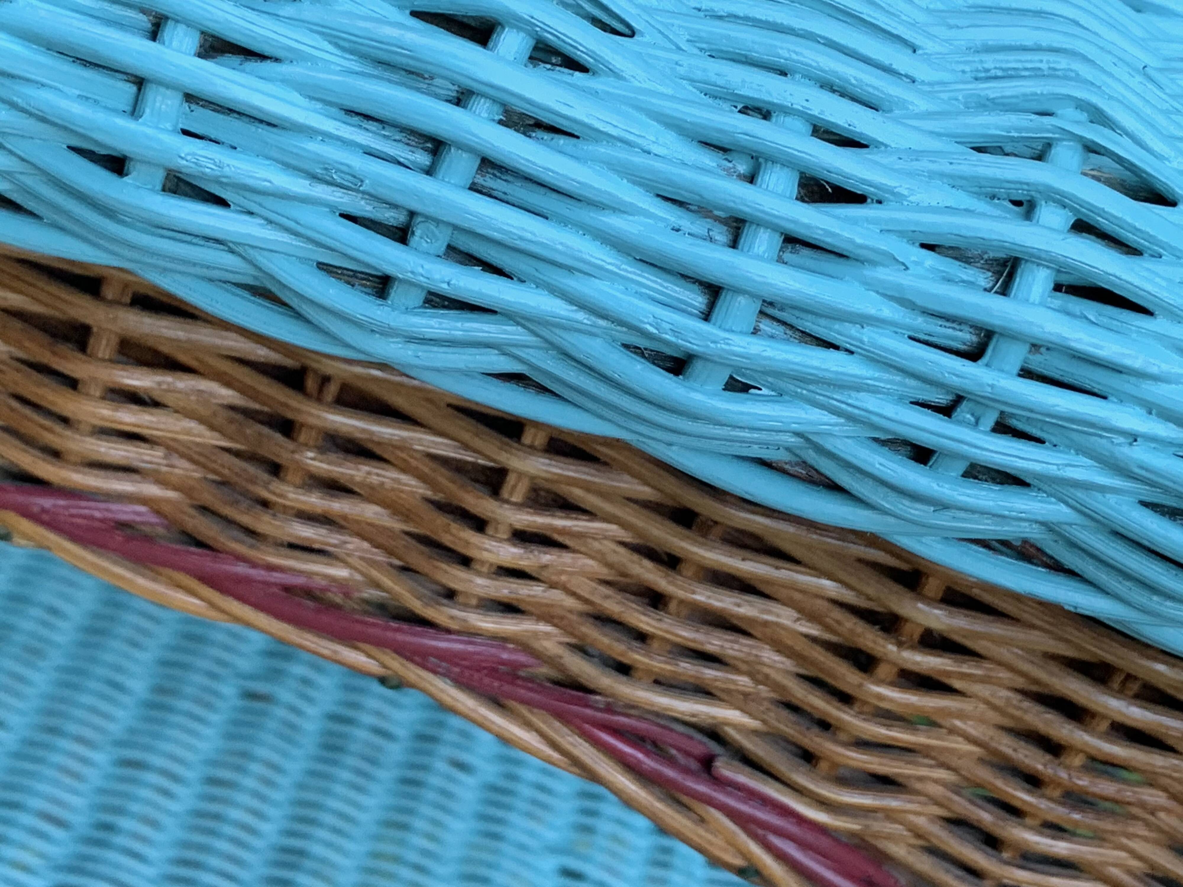 Vintage woven rattan and wicker console
