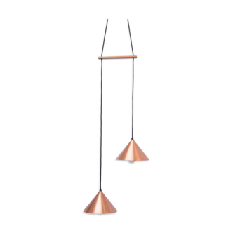 Lampe à suspension danoise moderne en cuivre du milieu du siècle
