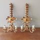 Pair of vintage 70s wall lights in gold metal