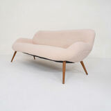 Canapé scandinave en laine bouclée, Danemark années 1960