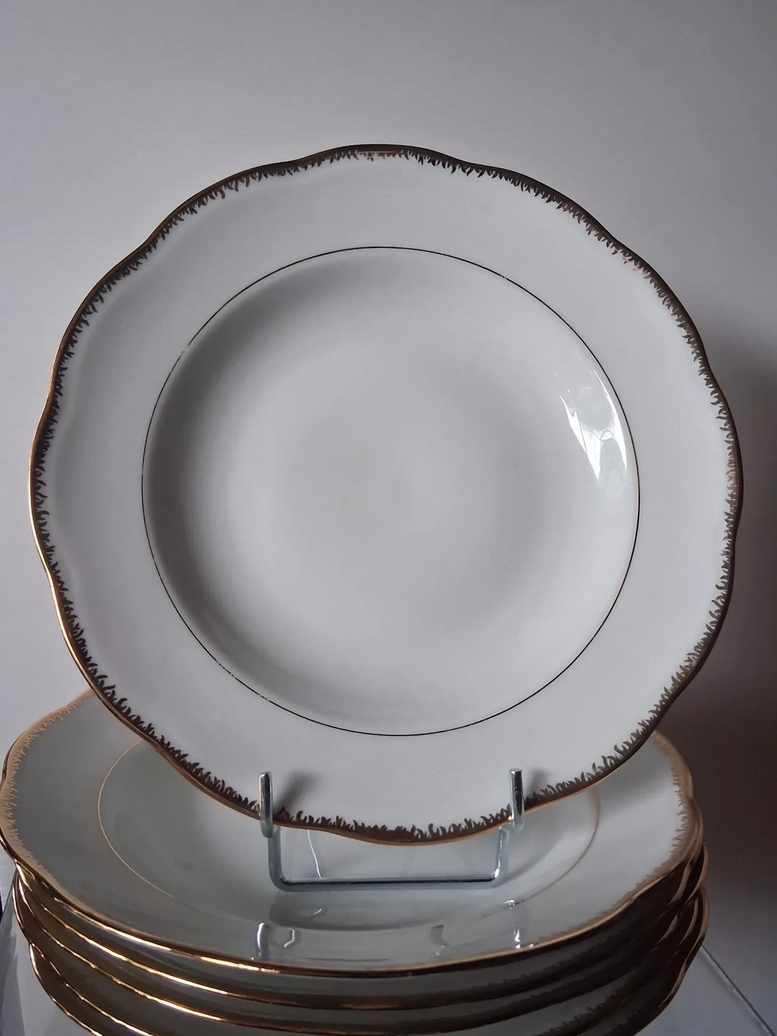 6 deep plates in porcelain from France SEr in very good condition.
