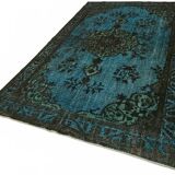 Overdyed Wool Vintage Handmade Carved Rug 169 cm x 288 cm