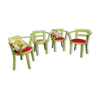 Set of 4 bridge art deco armchairs redesigned