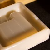 Three opalex ashtrays at the Logo of the Trans-Atlantic General Company - French Line - Model created by Jean Luce for the cruises of the liner Normandy and France