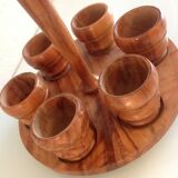 Set of six oak wood coquetiers 60/70s