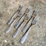 6 silver metal forks