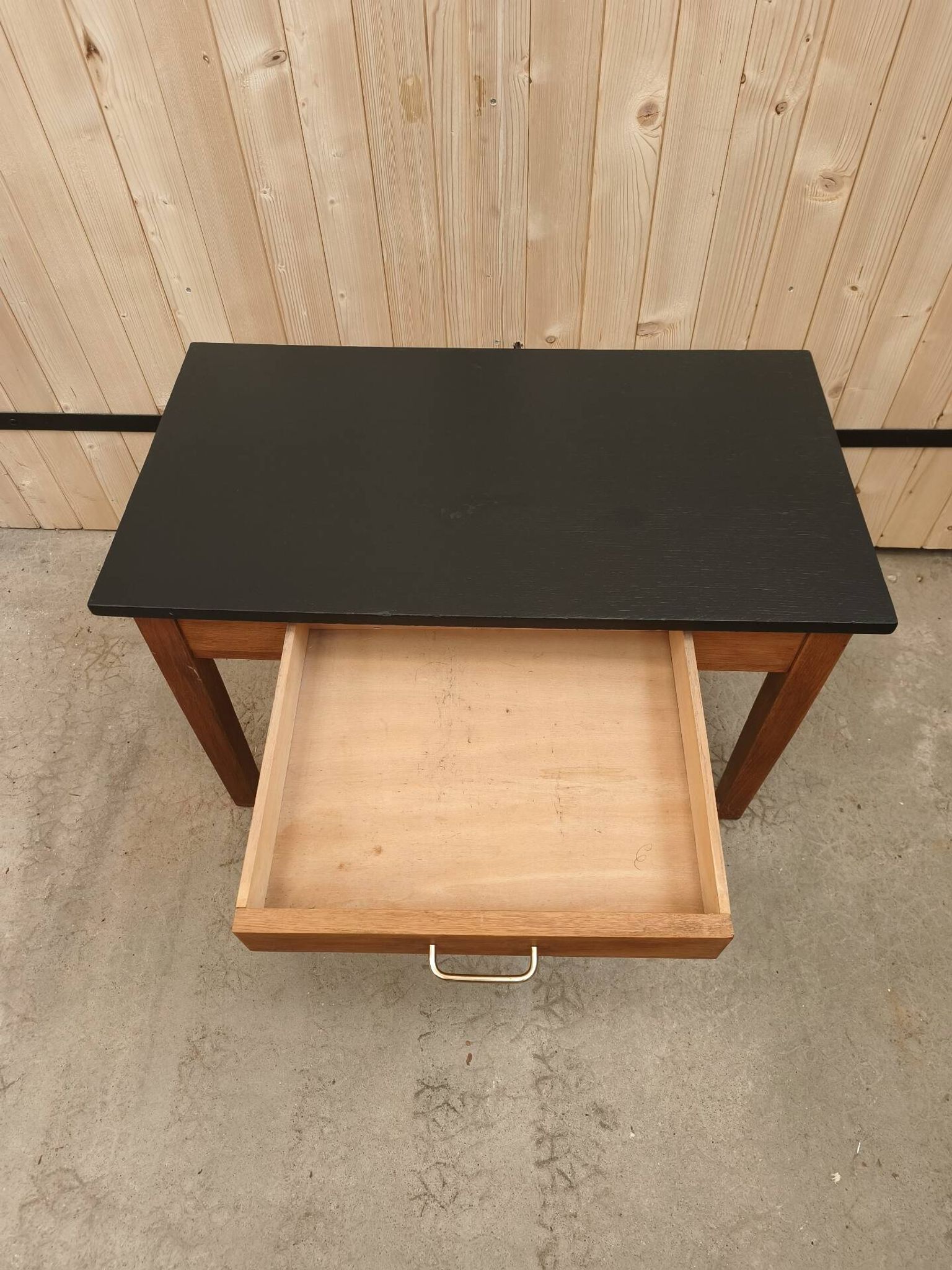 Vintage farmhouse coffee table - renovate the top painted in matte black.