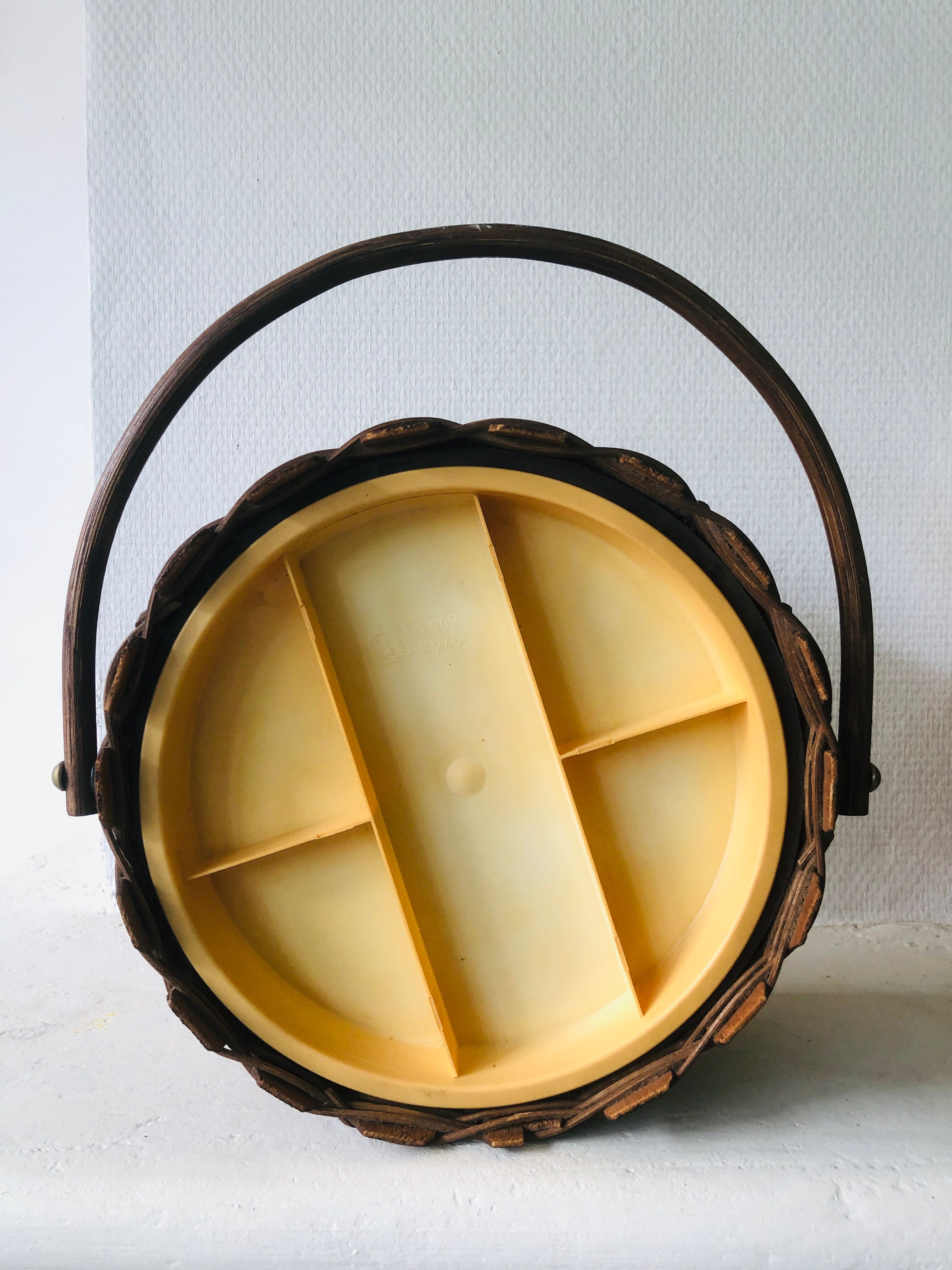 Working sewing box made of woven rattan