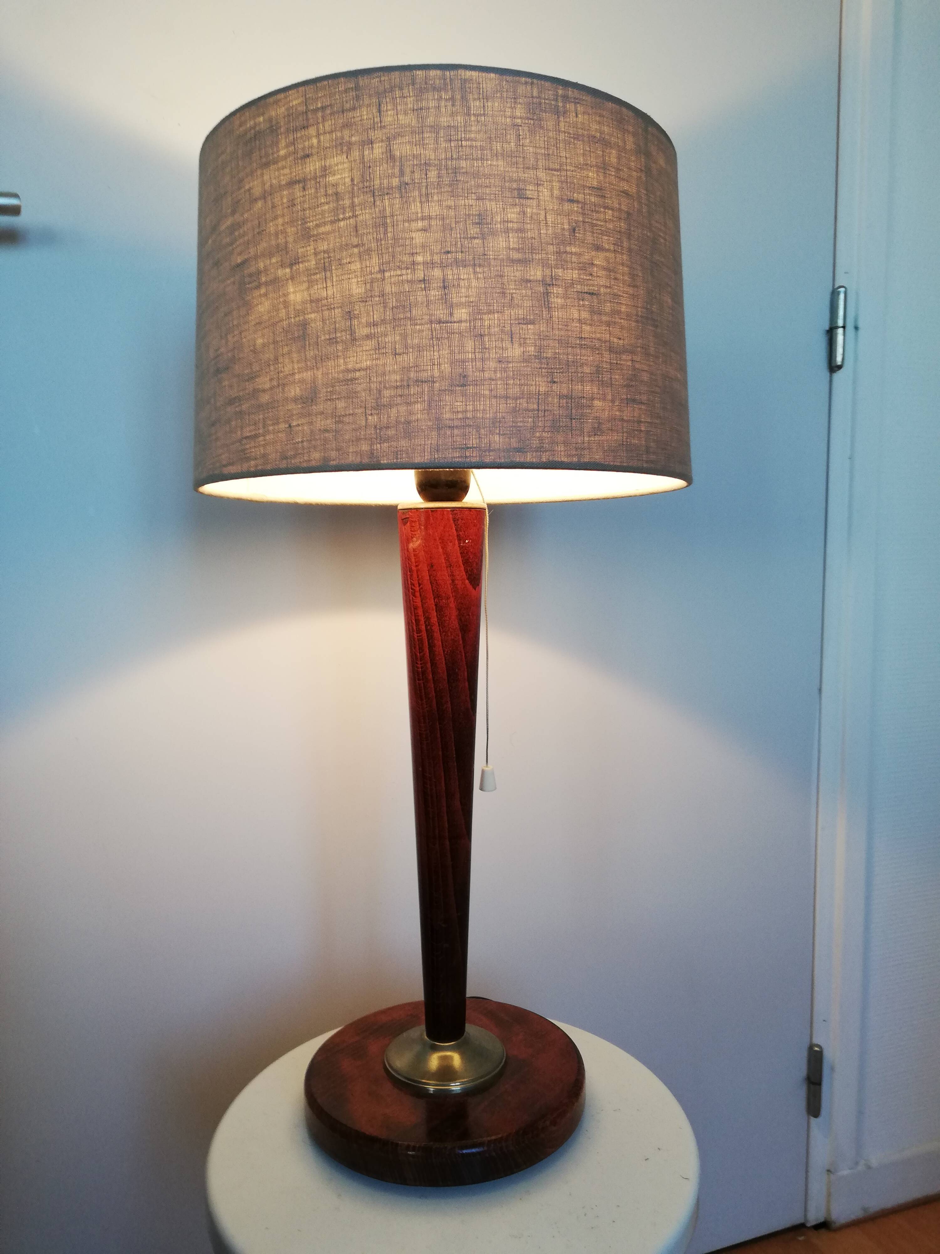 Lampe sur pied bois acajou Unilux style art déco