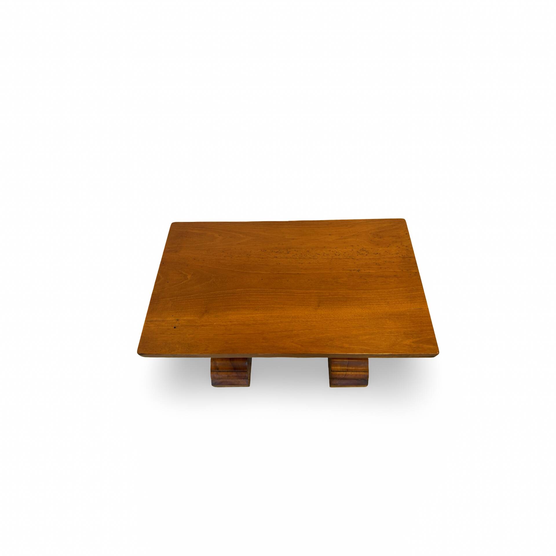 A small, rustic walnut wooden table, crafted from solid walnut wood, 1