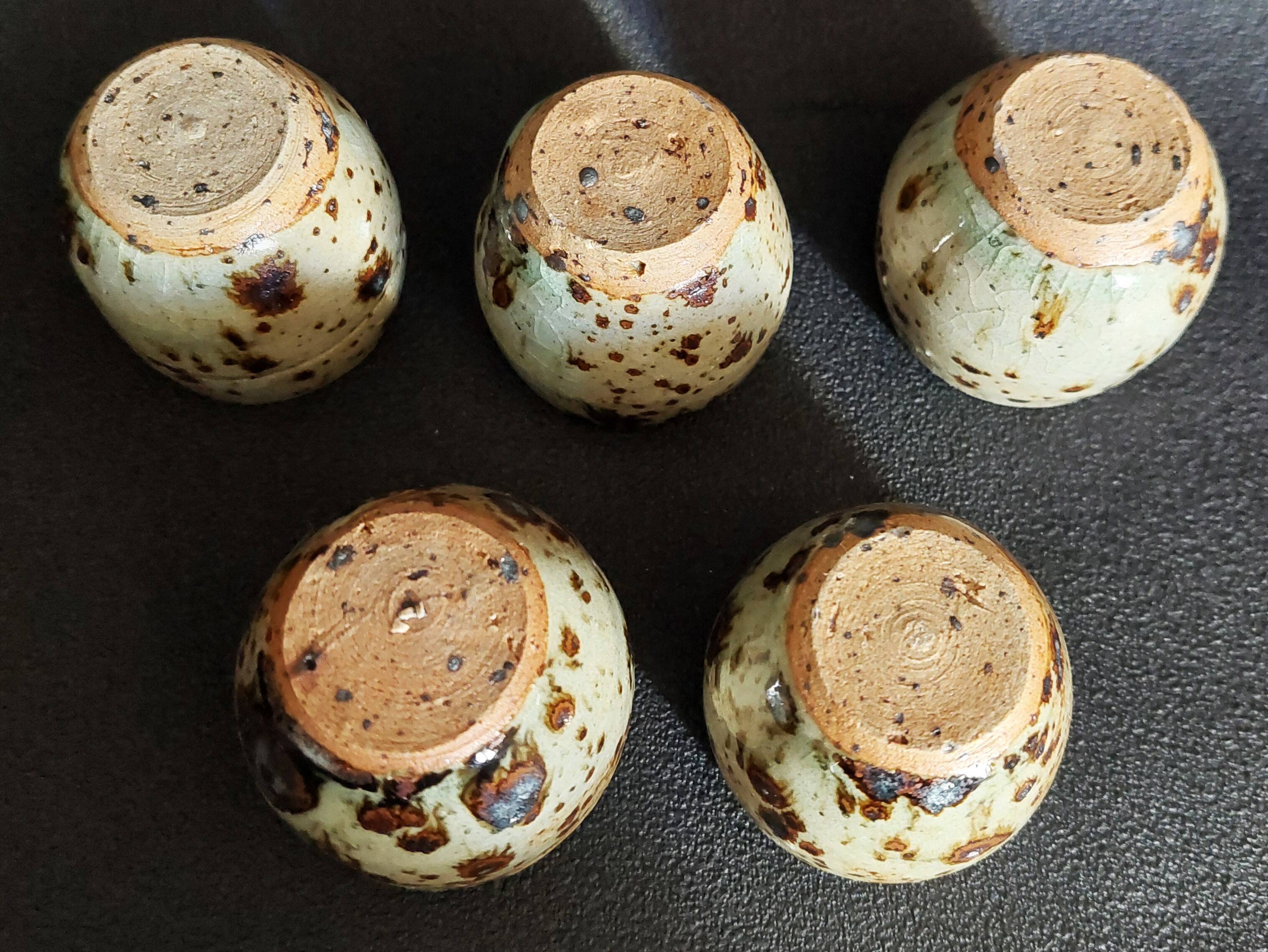 Set of 20th-century stoneware liqueur glasses