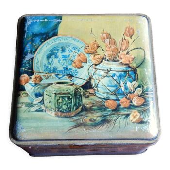 Metal box still life motif Flemish painting