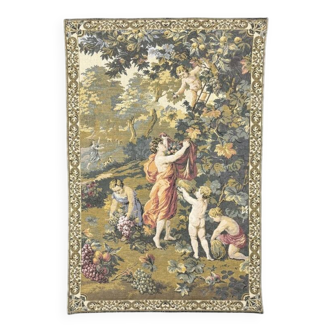 Decorative Aubusson tapestry, pastoral scene with putti.