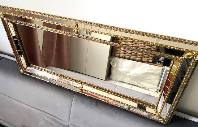 Old Faceted Beaded Mirror Venetian Style Vintage Design 60s/70s