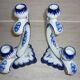 Pair of 2-pointed ceramic candlesticks from Portugal
