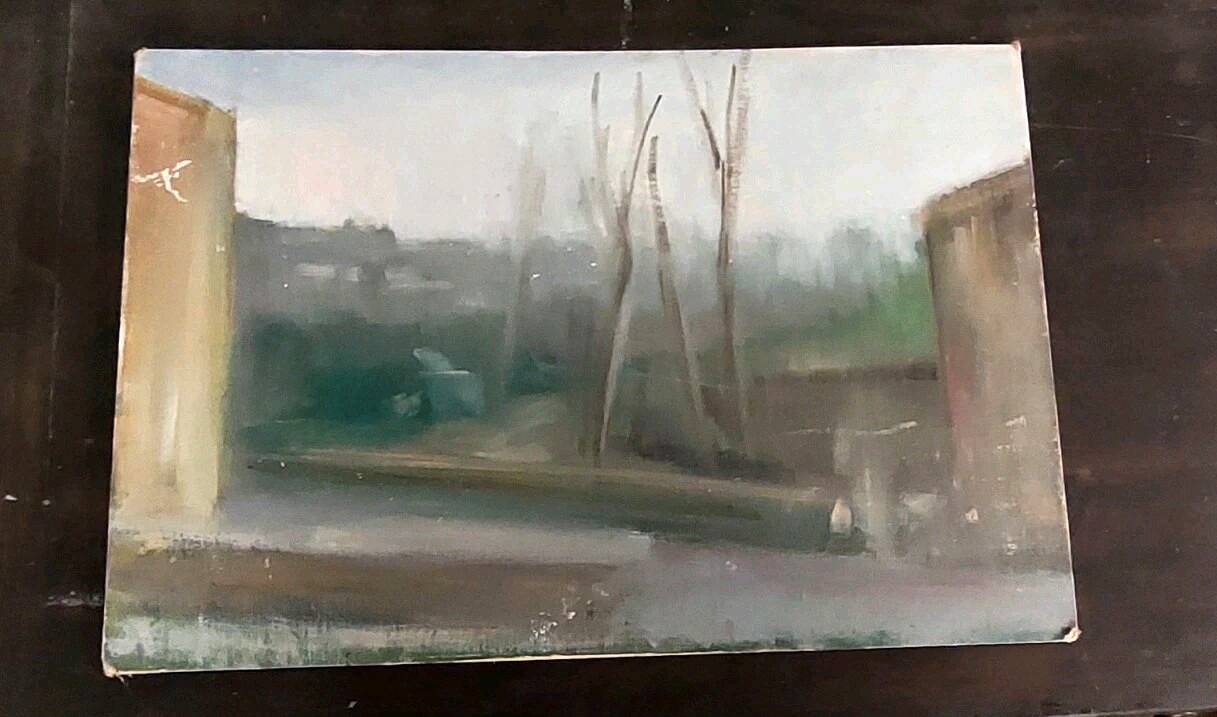 Peinture à l'huile sur carton toilé, vue de Florence, première moitié du XXe siècle