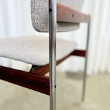 Set of 4 Thereca mid-century chairs in rosewood and chrome.