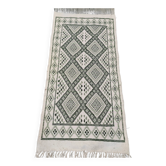 Tapis blanc et vert tissé mains