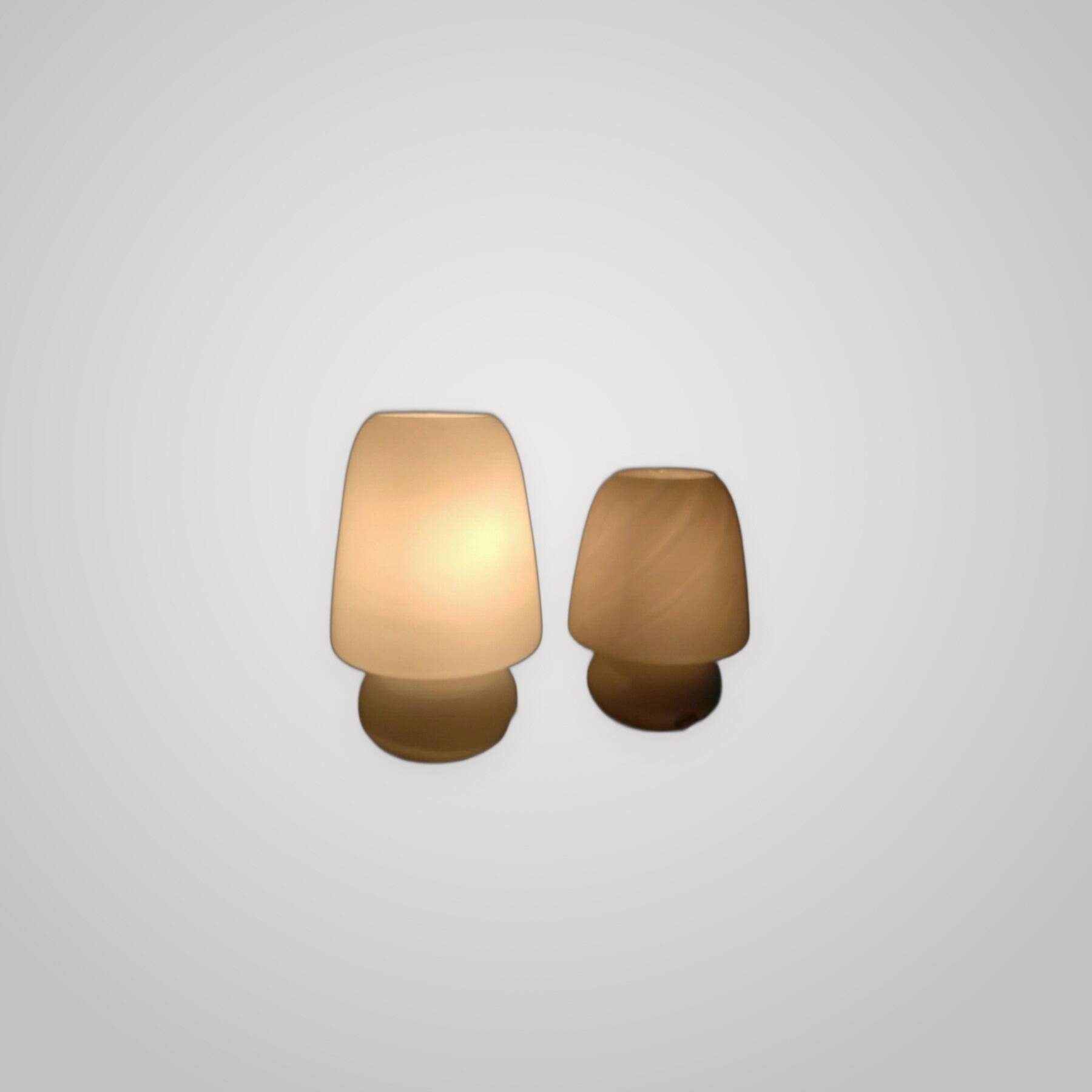 Pair of Mushroom Table Lamps 1960s Murano White