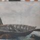 Oil painting on canvas old boat