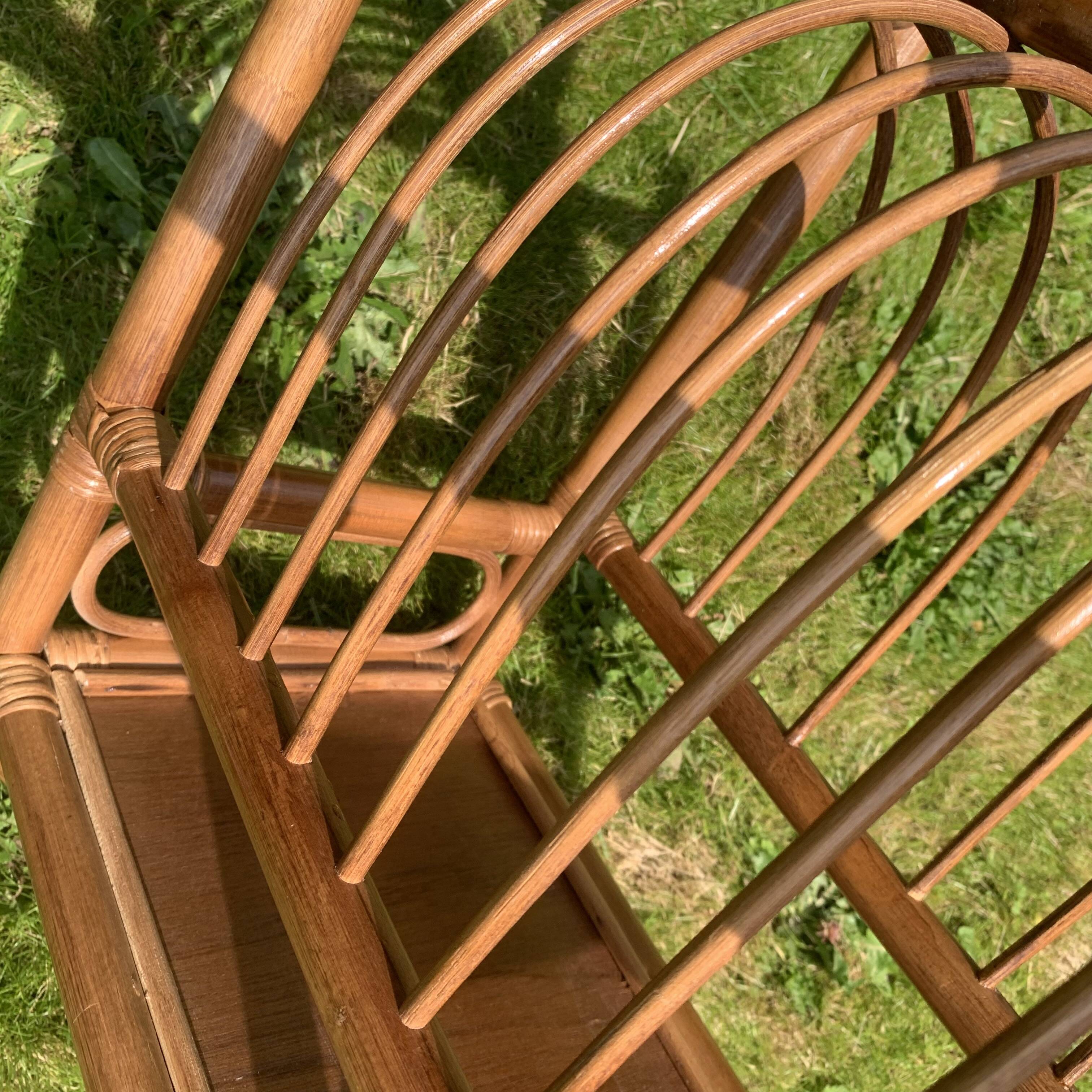 Vintage rattan and bamboo magazine rack