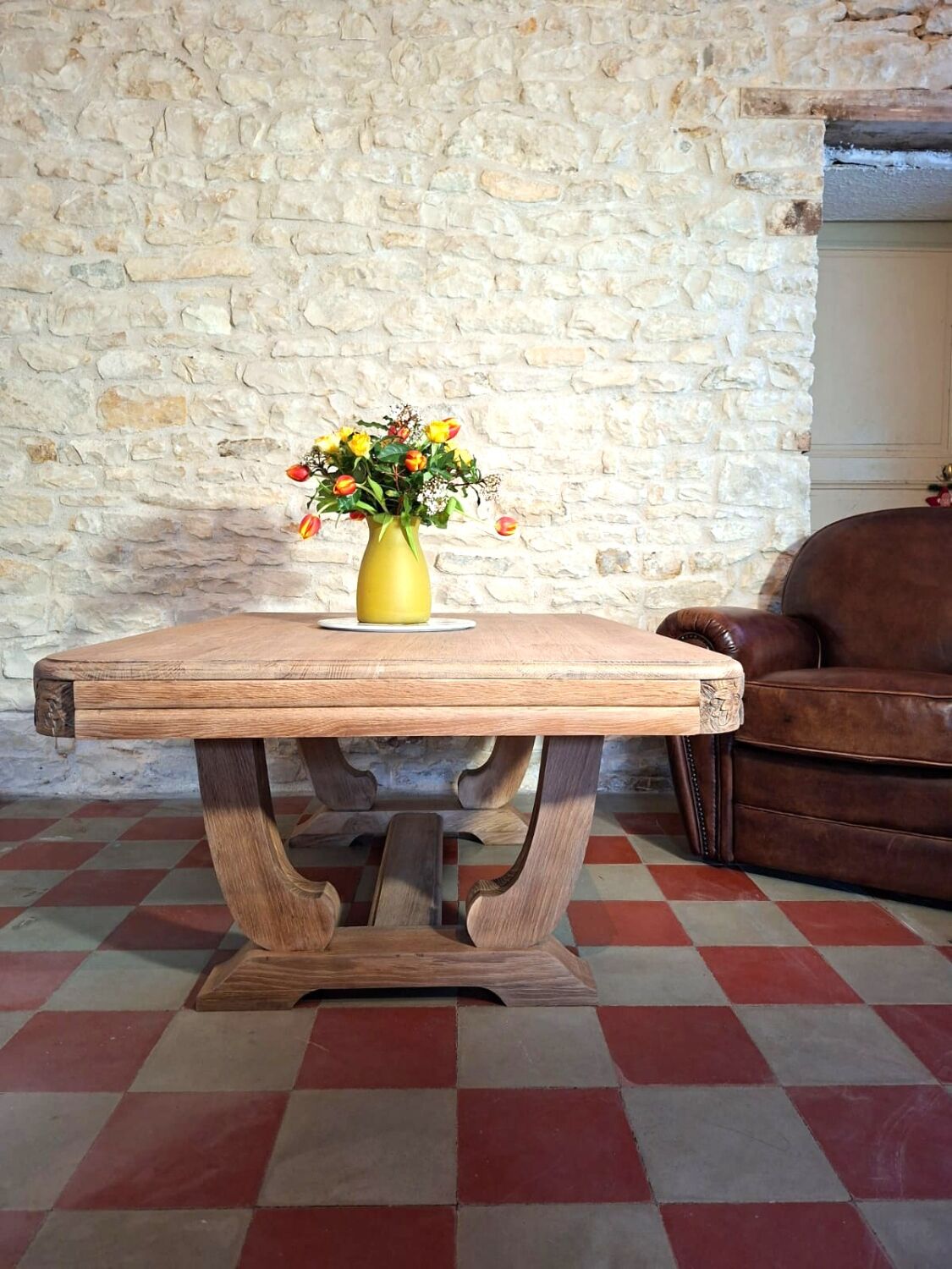 Art Deco coffee table in solid oak