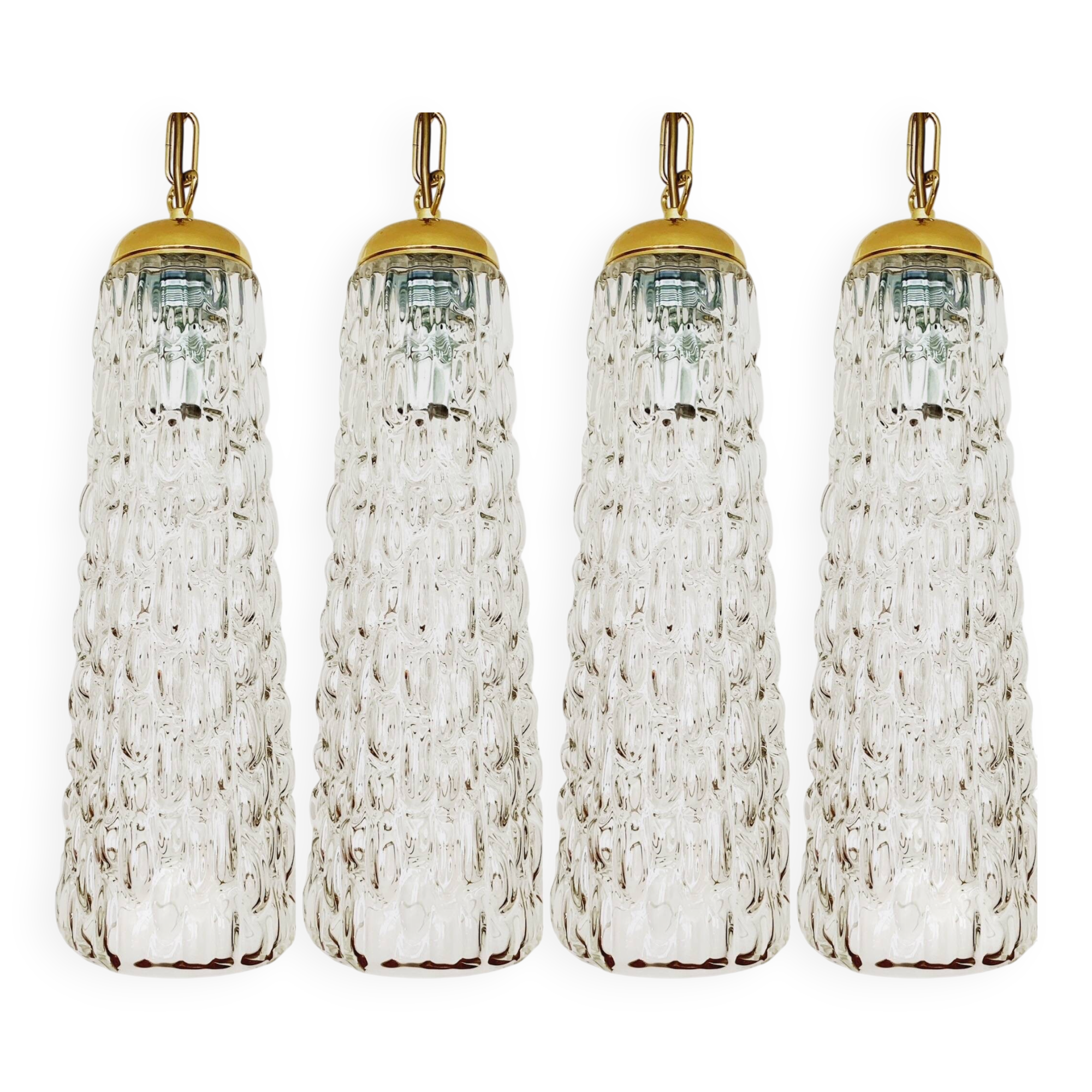 Ensemble de 4 lampes suspendues en verre cristal