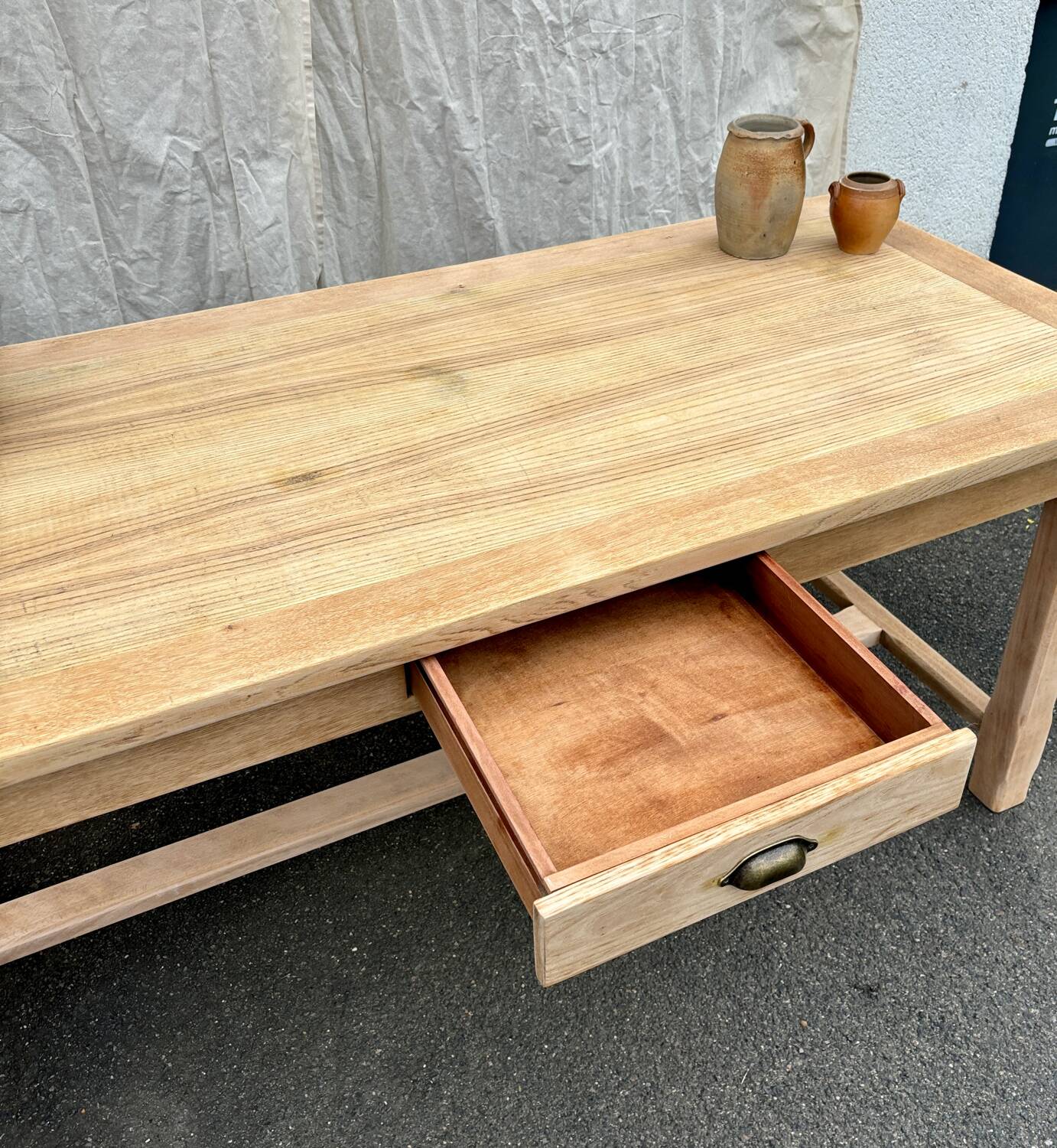 Raw wood farmhouse table