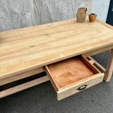 Raw wood farmhouse table