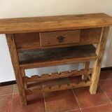 console porte bouteilles en manguier brut