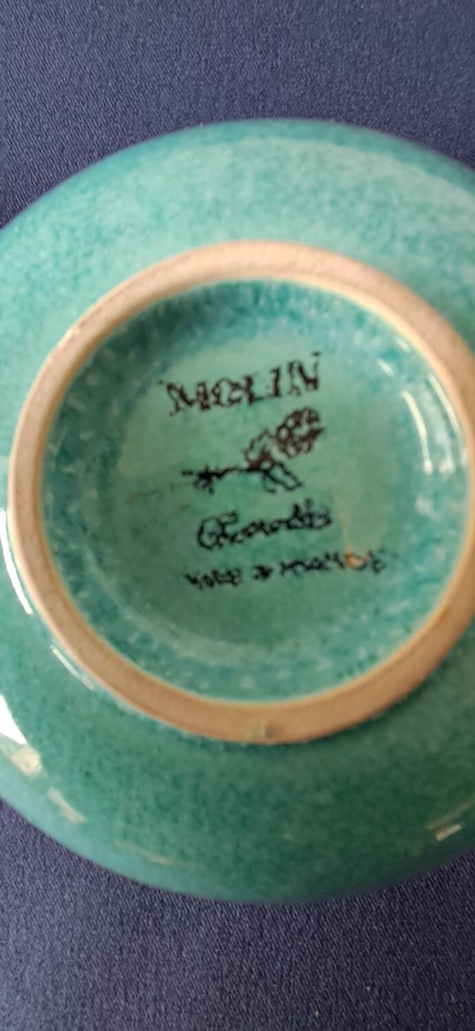 Earthenware milk jug signed Molin, Charolles. 1970s.