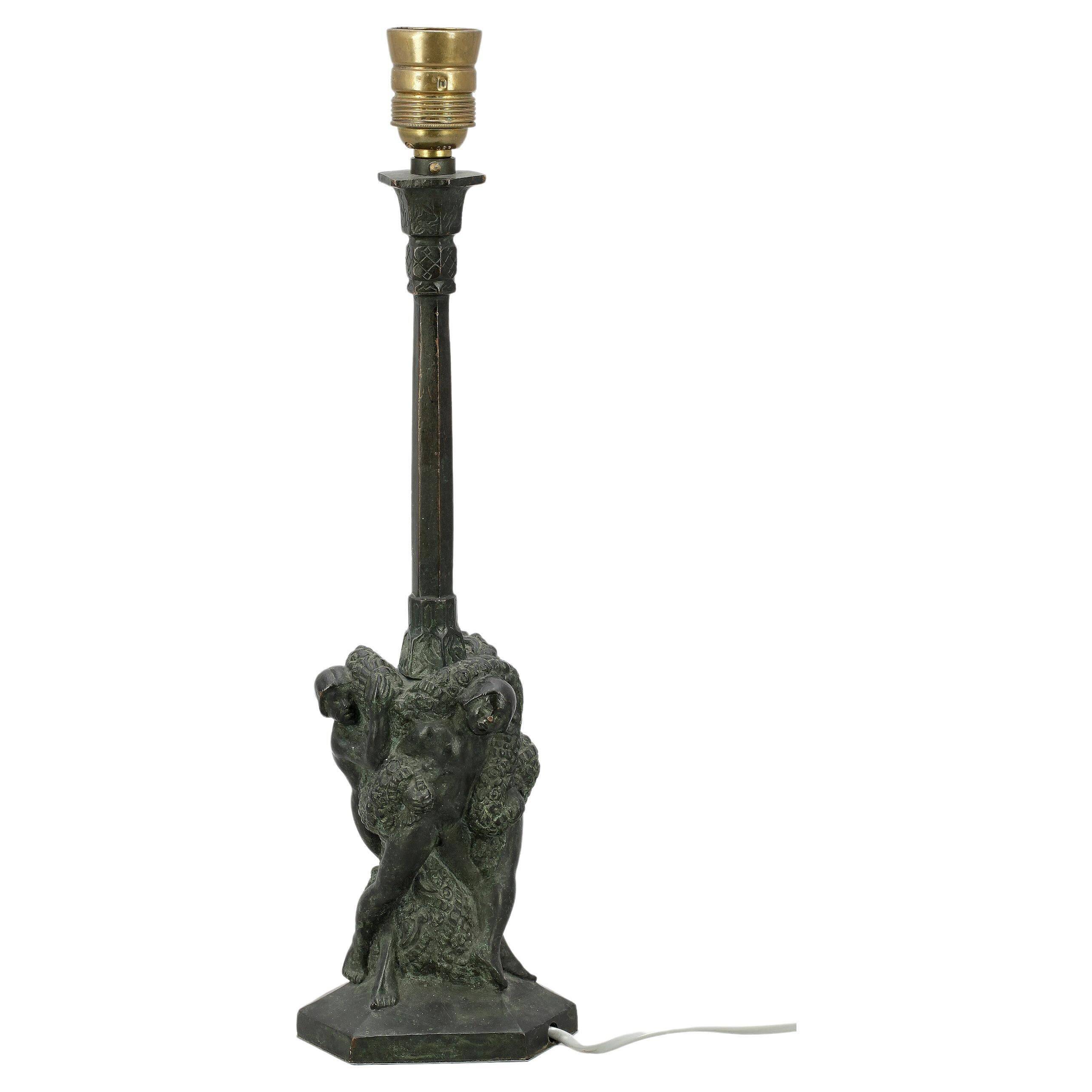 Lampe de table unique en bronze signée Ragnar Gellerstedt sur la base  Suède, circa 1930