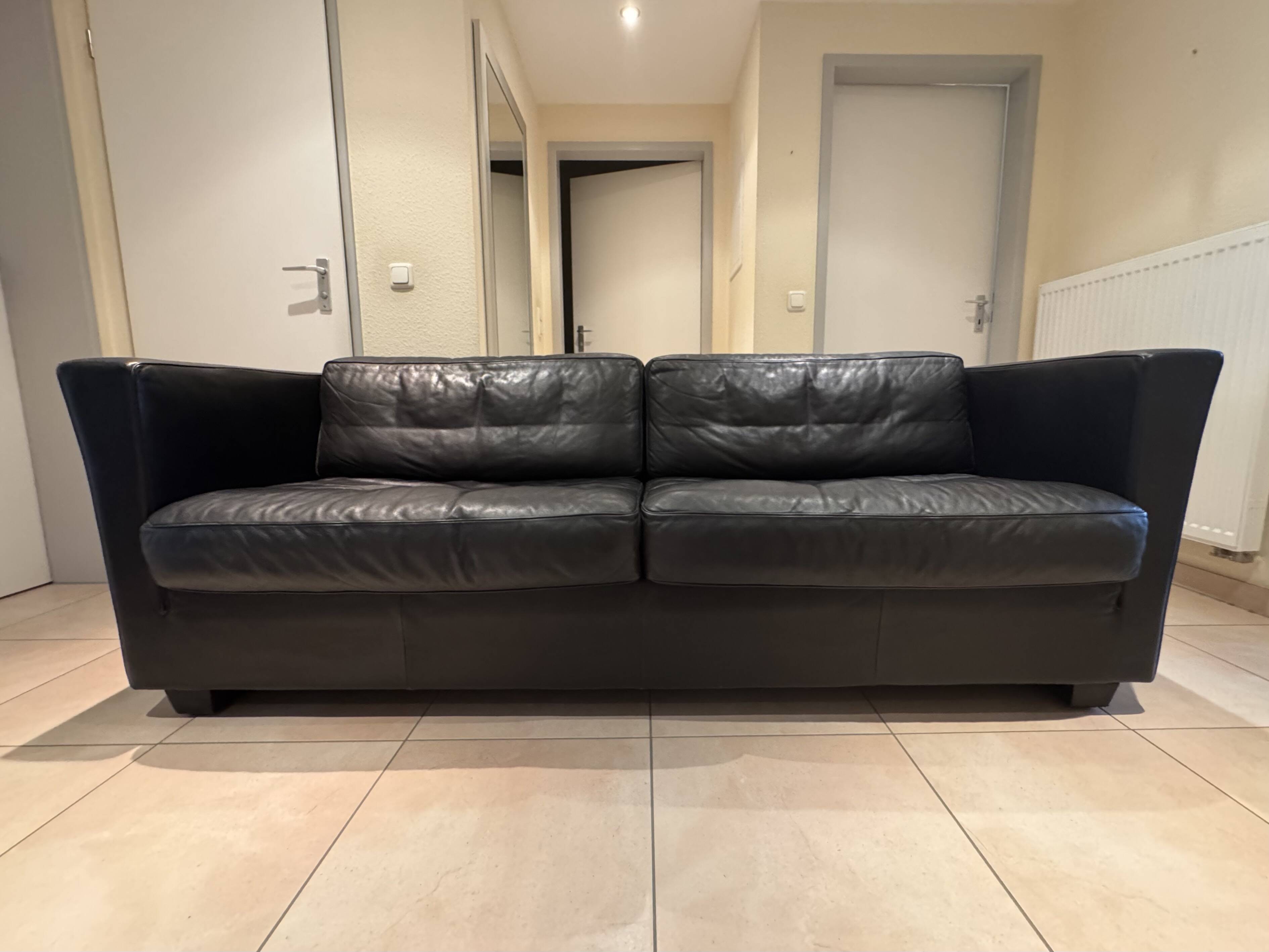 Black leather sofa by Sede – Design by Andrée Putman – 1990s