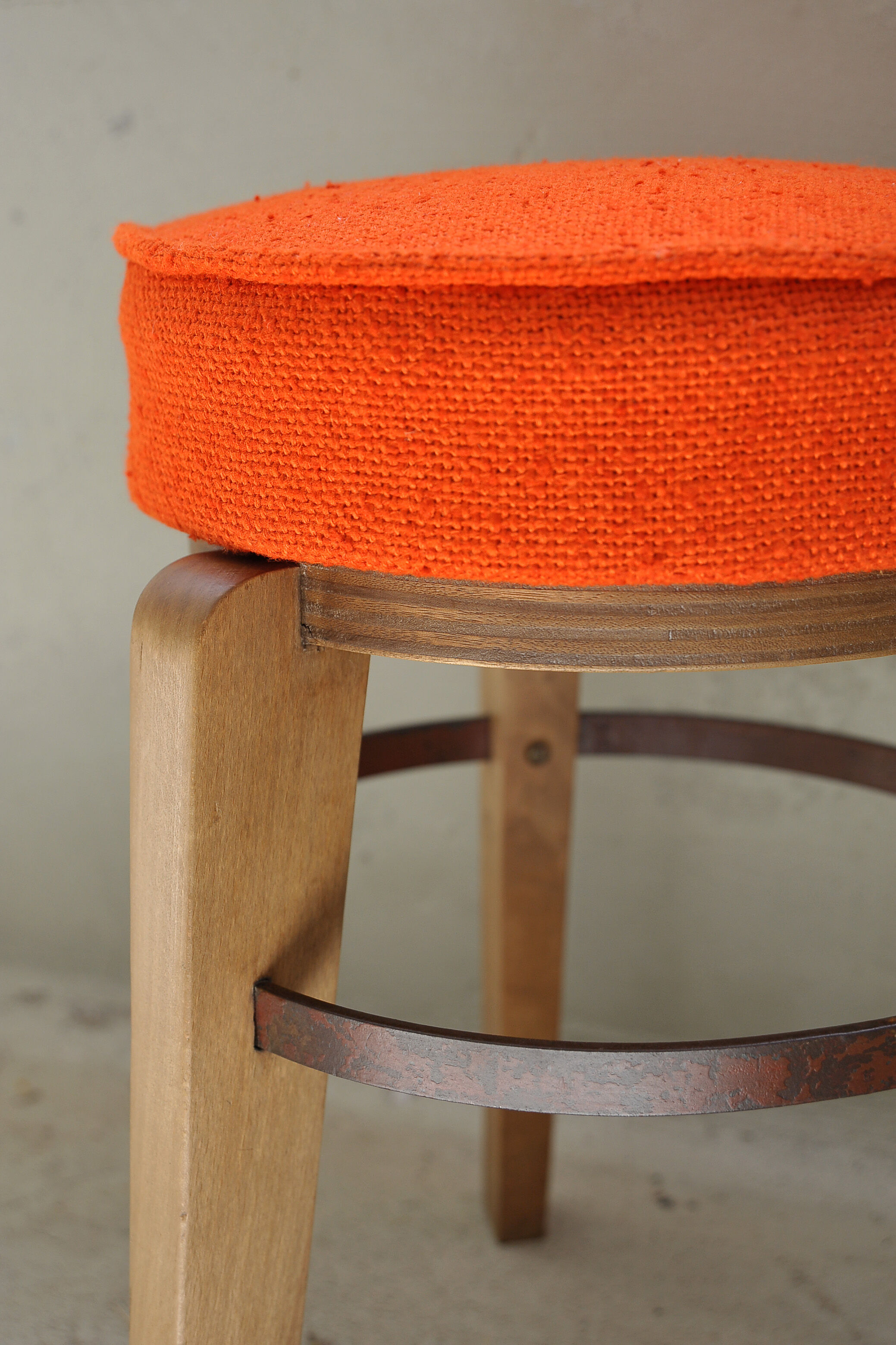 Stool in solid oak circa 1950