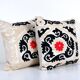 Set of 2 vintage embroidered cushion covers 53x53 cm