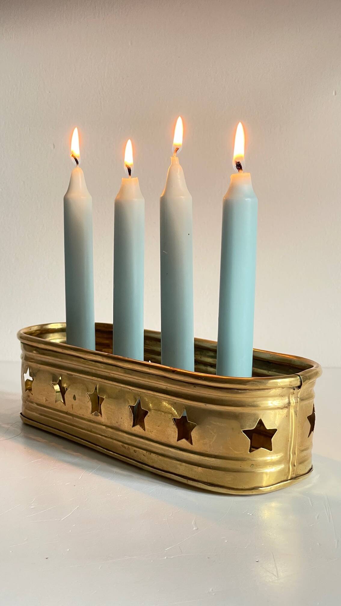 Bougeoir chandelier etoiles vintage laiton