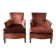 Pair of vintage terracotta velvet armchairs
