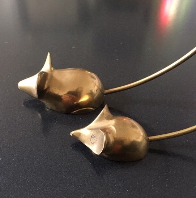Paire de 2 souris en laiton