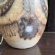 Stoneware lamp (base) signed Joël Courjault for Keraluc – floral decoration