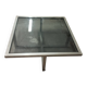 Table in satin aluminum and black glass, 70s design