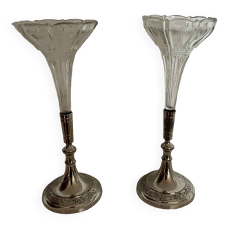 Paire de petits vases/bougeoirs