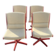 Suite de 4 chaises pivotantes vintage années 70 rouge et beige