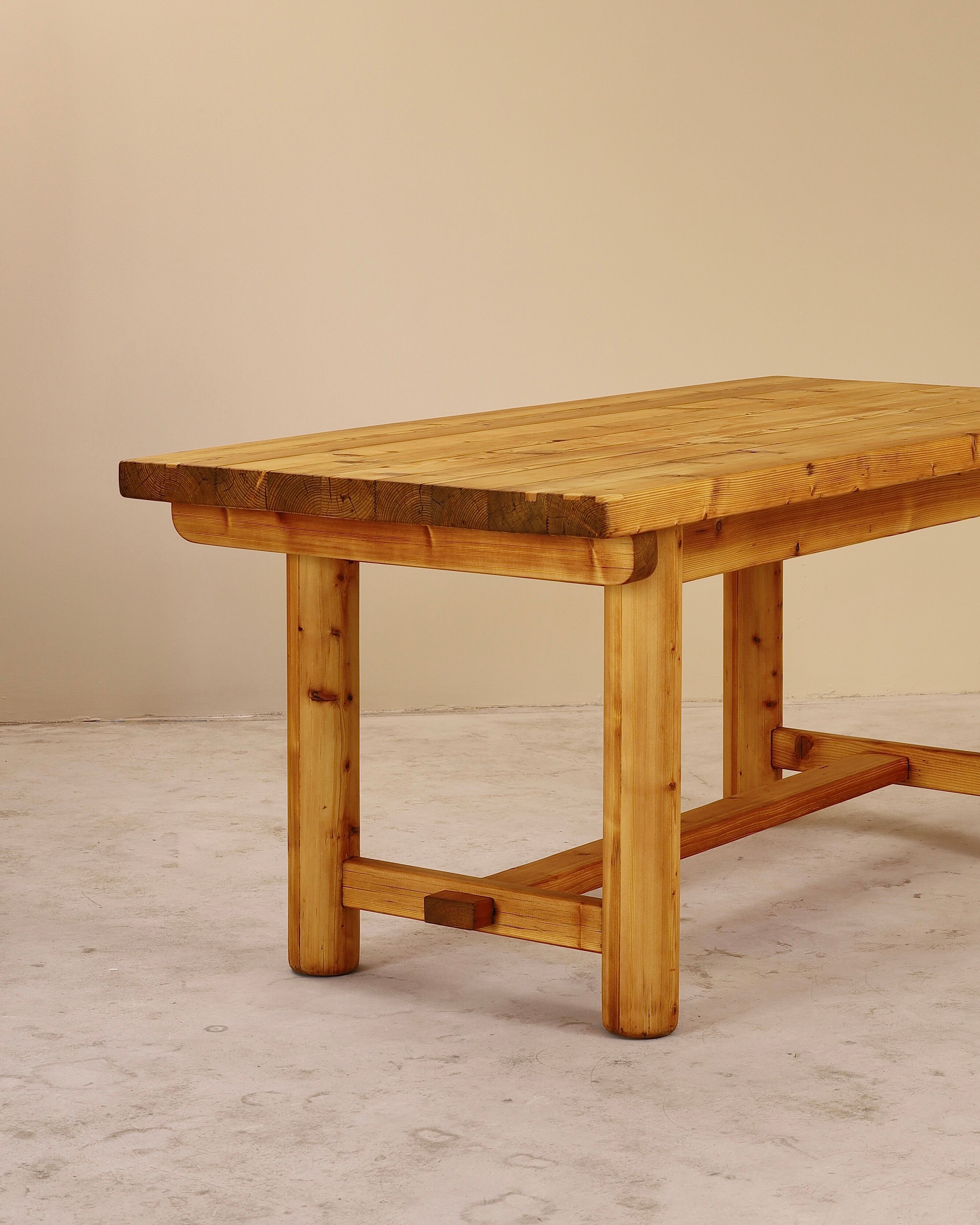 Solid pine table, attributed to Georges Robert, France, 1960s.