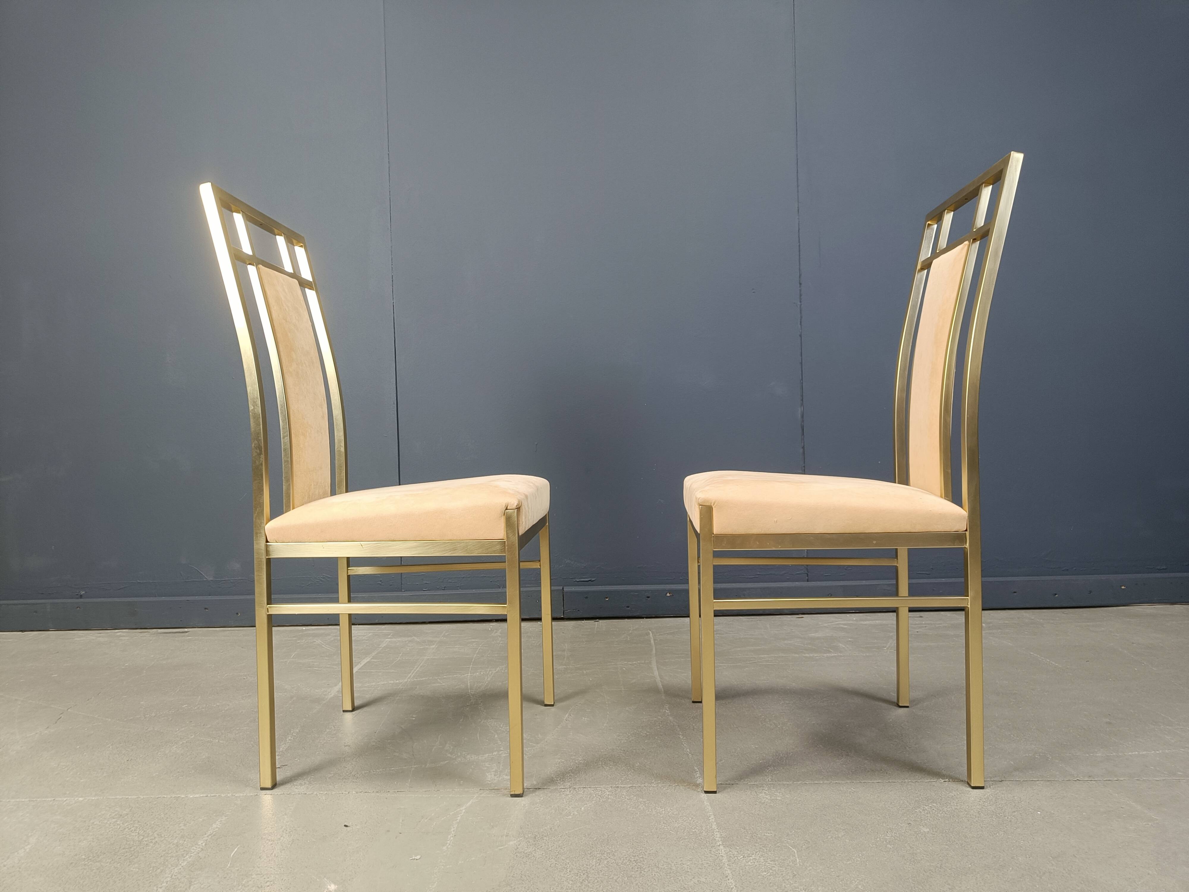 Vintage brass dining chairs by Belgochrom, 1970s