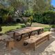 Table set, stools and benches