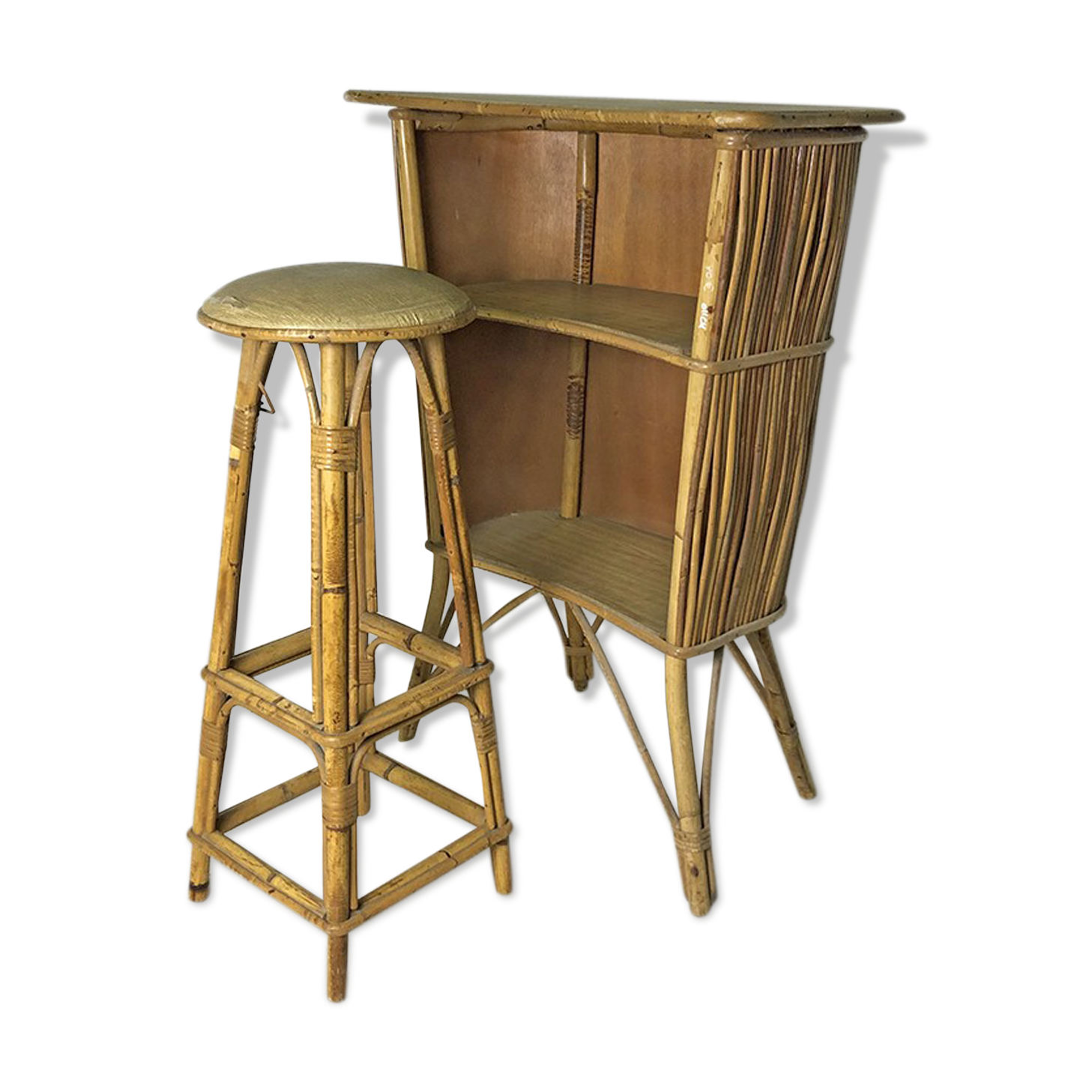 60's vintage rattan bar