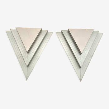 Pair of plexiglass and metal wall lamps, 1980